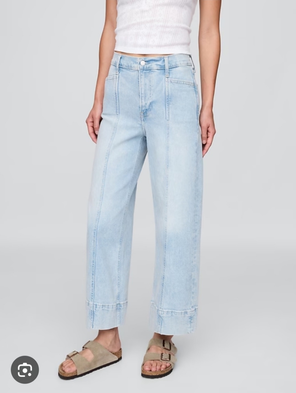 Gap Womens High Rise Stride Wide-Leg Ankle Jeans in Seamed Light Wash 4P 27